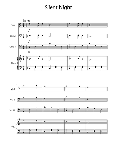 Silent Night - Cello Trio w/ Piano (arr. Ygor Nunes)