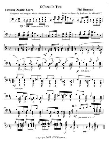 Offbeat in Two - Bassoon Quartet