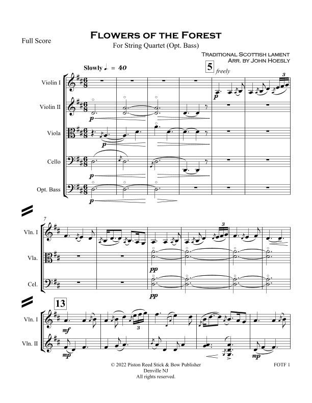 Flowers of the Forest- for String Quartet (arr. John Hoesly)