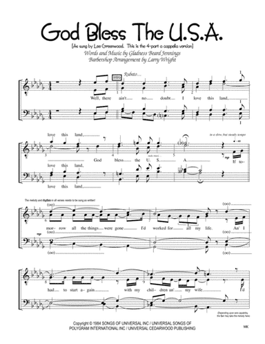 God Bless The Usa (arr. Larry Wright)