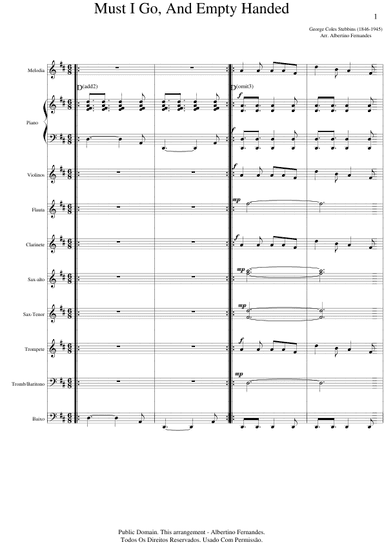 Must I Go, and Empty Handed - Score Only (arr. Albertino Fernandes)