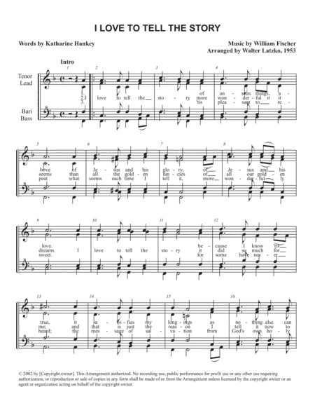 I Love To Tell The Story (arr. Walter Latzko)