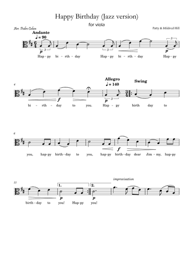 Happy Birthday (jazz version) (arr. Pedro Cohen)