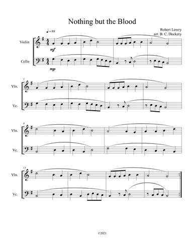 Nothing but the Blood (violin and cello duet) (arr. B. C. Dockery)