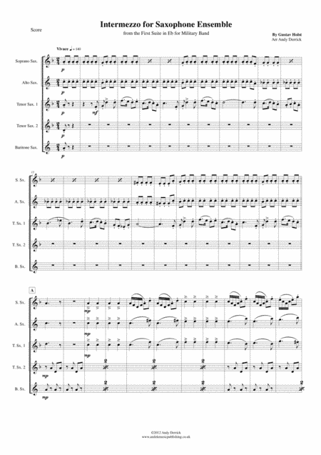 Intermezzo by Holst for Saxophone Quintet / Ensembles (arr. Andy Derrick)