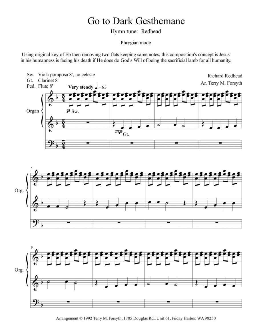"Go to Dark Gesthemane", organ solo (arr. Terry M. Forsyth)