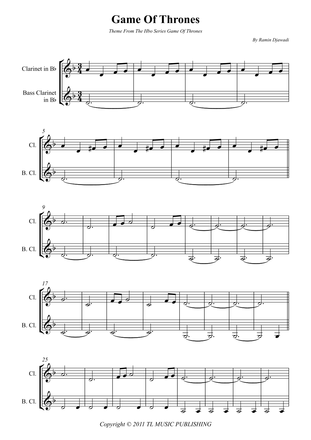 Game Of Thrones (arr. Wesley S. SIlva)