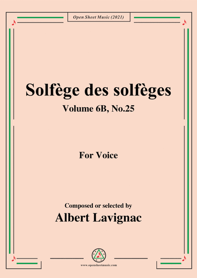 Lavignac-Solfege des solfeges,Volume 6B No.25,for Voice (arr. Open Cloud)