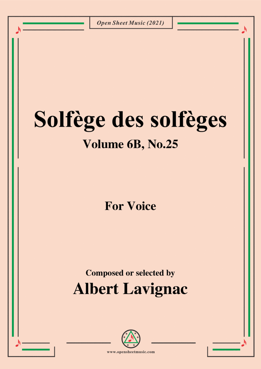 Lavignac-Solfege des solfeges,Volume 6B No.25,for Voice (arr. Open Cloud)