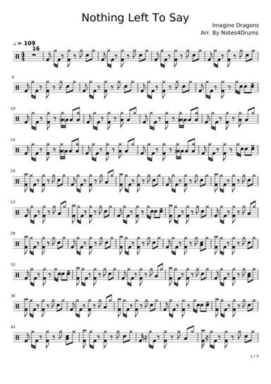 Nothing Left To Say (arr. Notes4Drums)