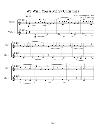 We Wish You A Merry Christmas (Violin Duet) (arr. B. C. Dockery)
