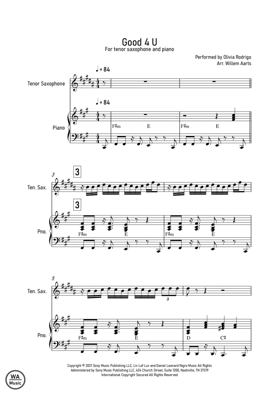 Good 4 U (arr. Willem Aarts)
