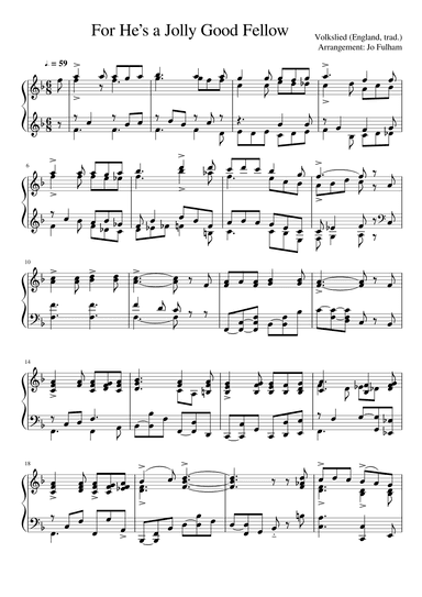 For He’s a Jolly Good Fellow (arr. Jo Fulham)