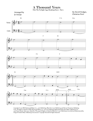 A Thousand Years (arr. Jo Araujo)