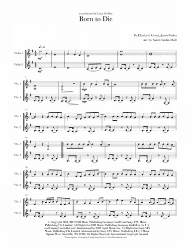 Born To Die (arr. Sarah Wallin Huff)
