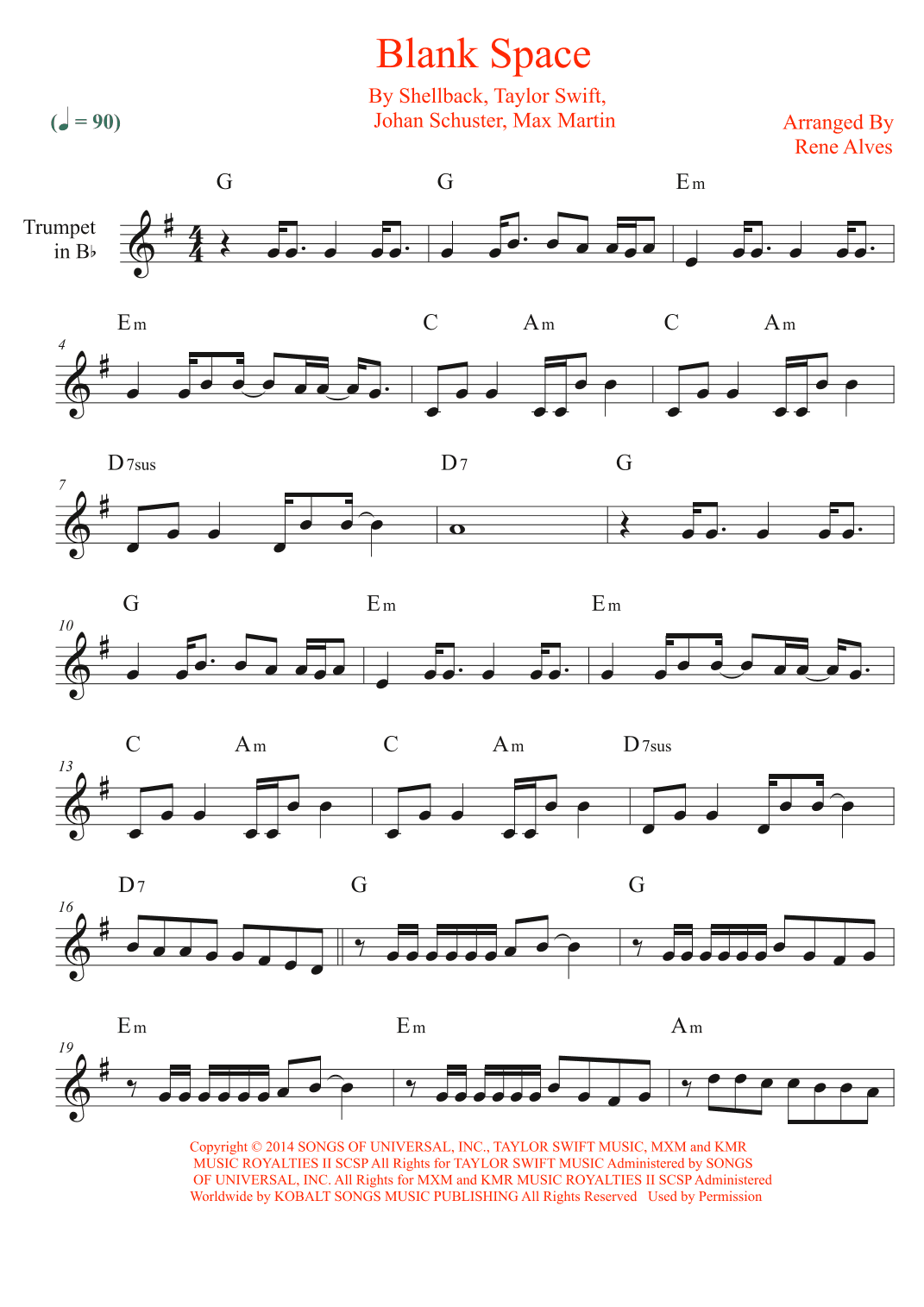 Blank Space (arr. Rene Alves)
