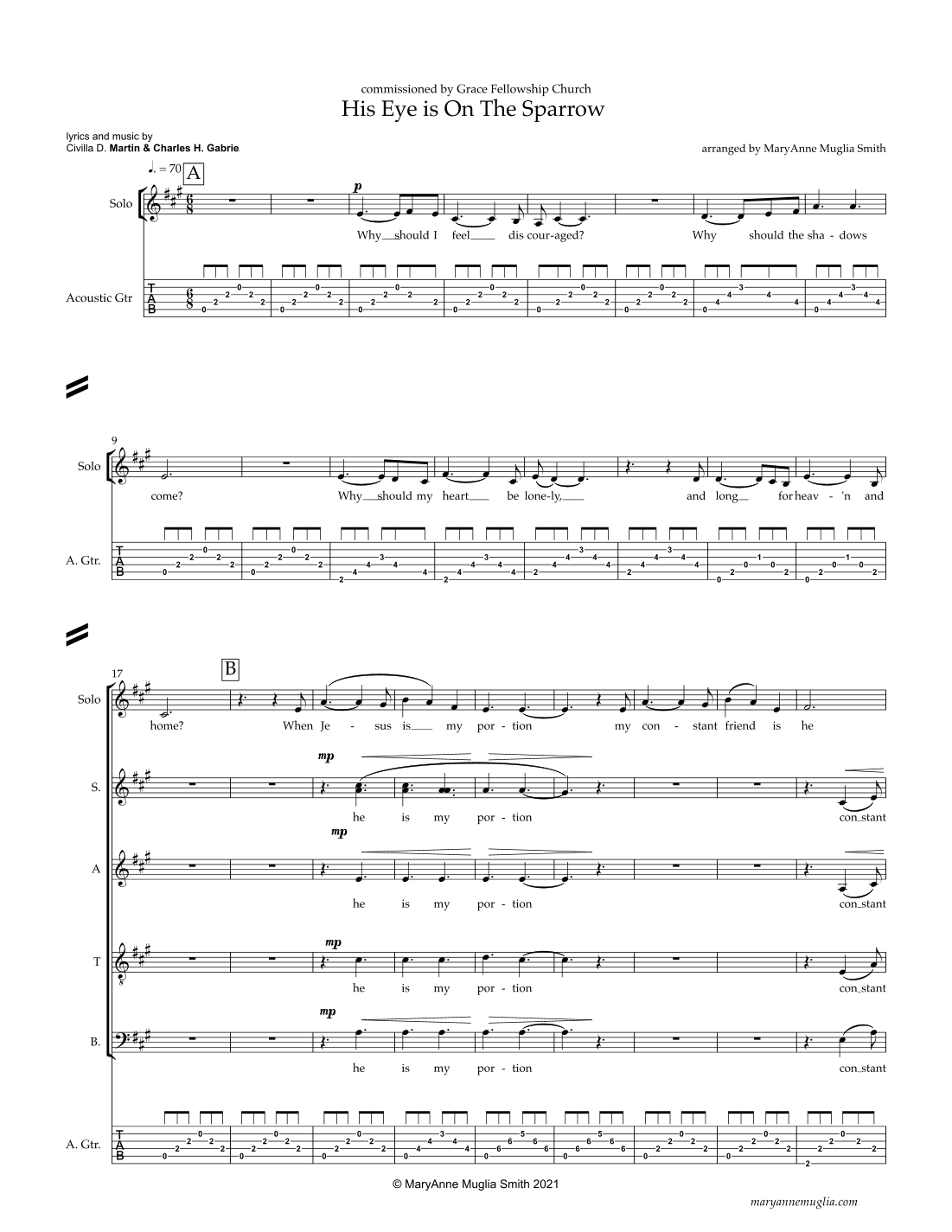 His Eye Is On The Sparrow (arr. MaryAnne Muglia Smith)