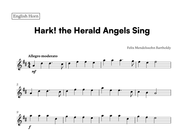 Hark! the Herald Angels Sing (for English Horn) (arr. Cadenza Editions)