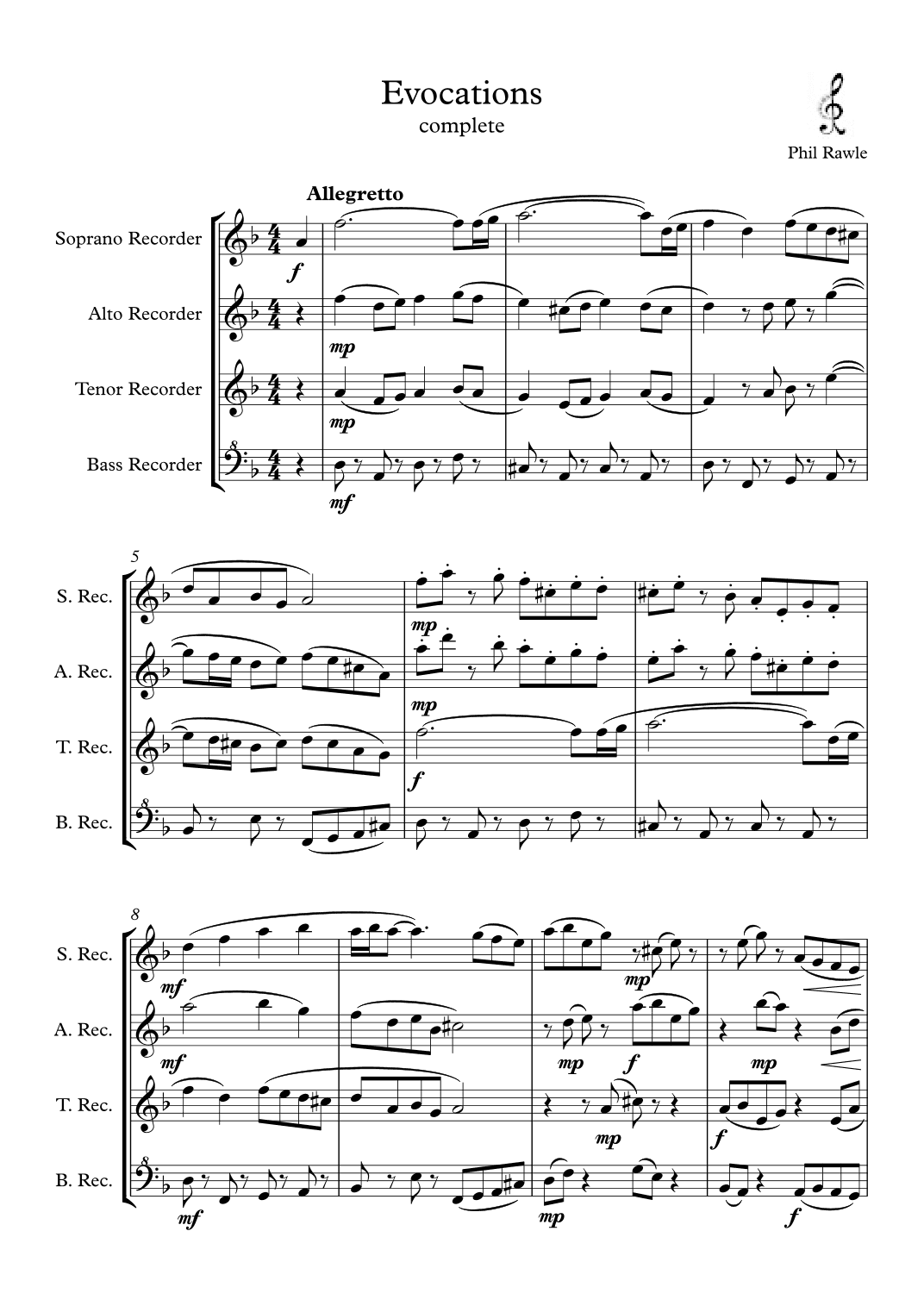 Evocations - Recorder Quartet