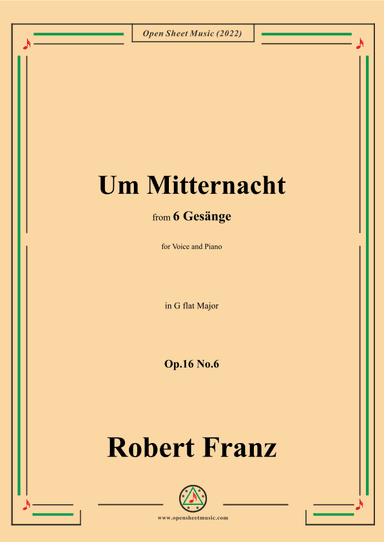 Franz-Um Mitternacht,in G flat Major,Op.16 No.6,from 6 Gesange (arr. OSM Press)