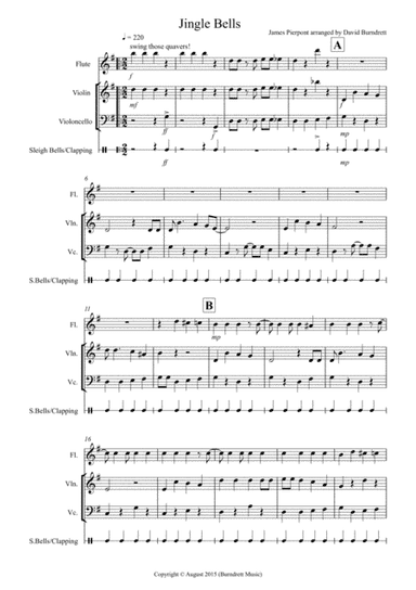 JIngle Bells (Jazzy Style!) for Flute, Violin and Cello (arr. David Burndrett)