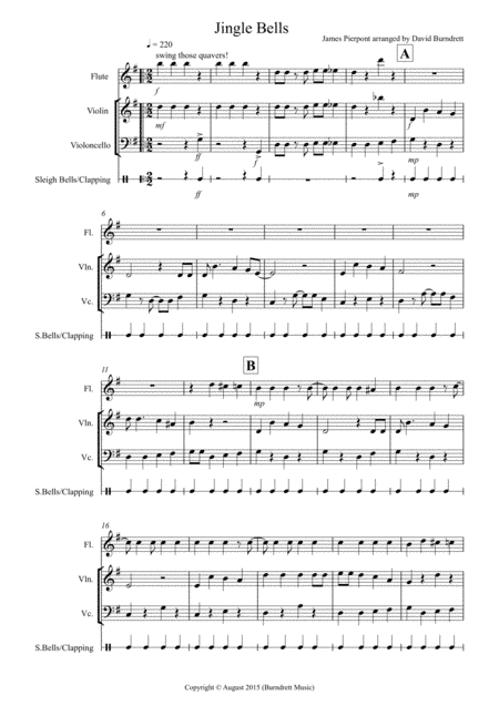 JIngle Bells (Jazzy Style!) for Flute, Violin and Cello (arr. David Burndrett)