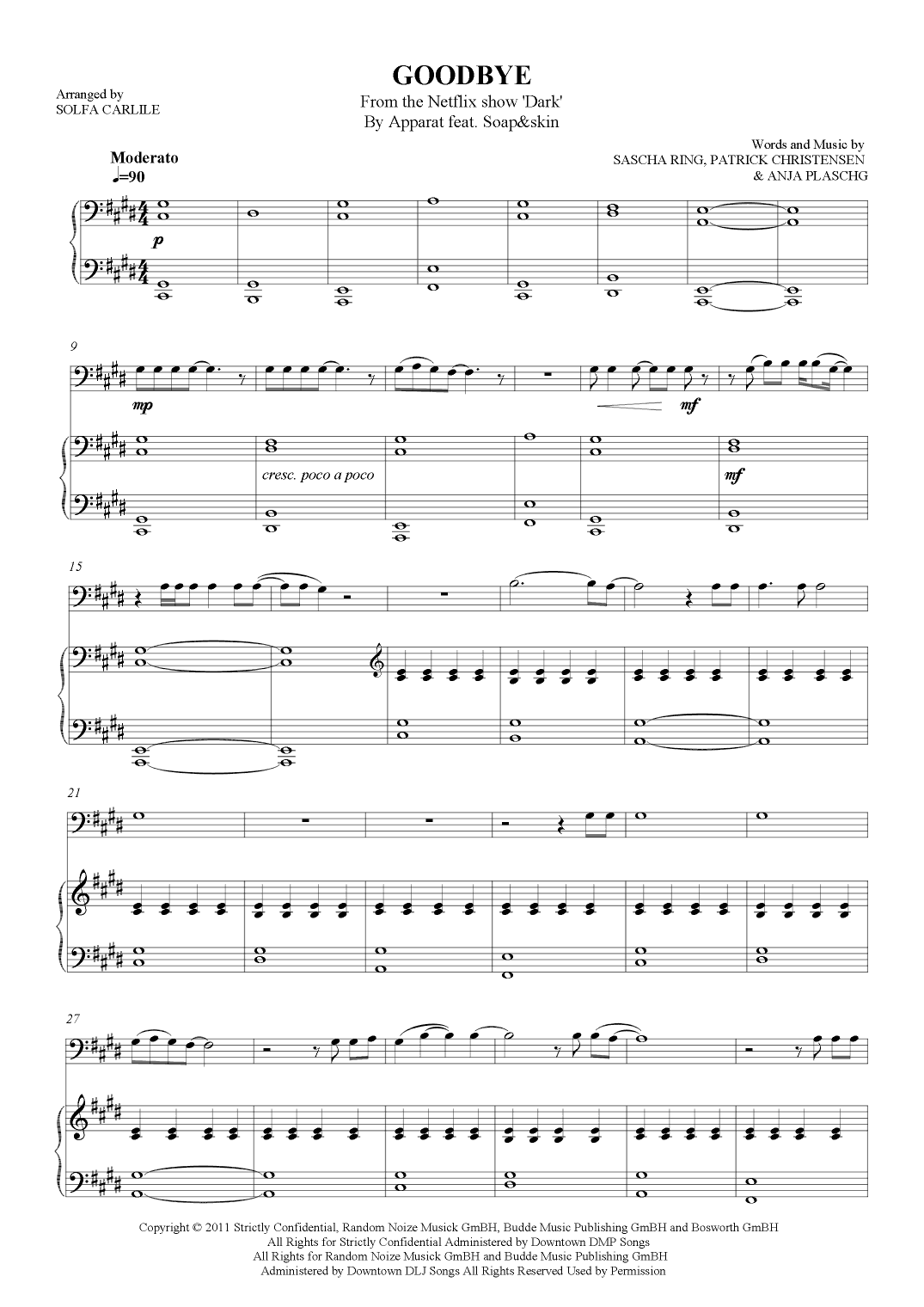 Goodbye (arr. S Carlile)
