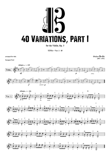 Otkar Sevcik 40 Variations Op. 3 PART 1 - thema + 1-10 var. arr. for Viola by Szczepan Pytel (arr. Szczepan Pytel)