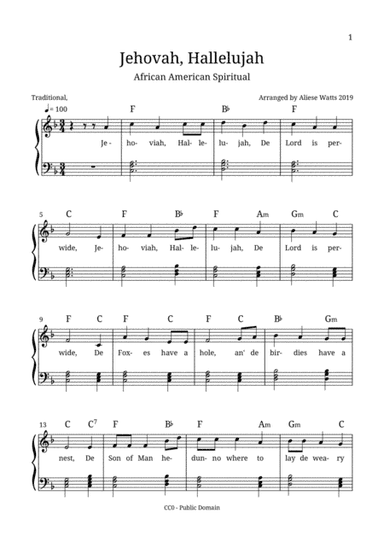 Jehovah Hallelujah (arr. Aliese Watts)