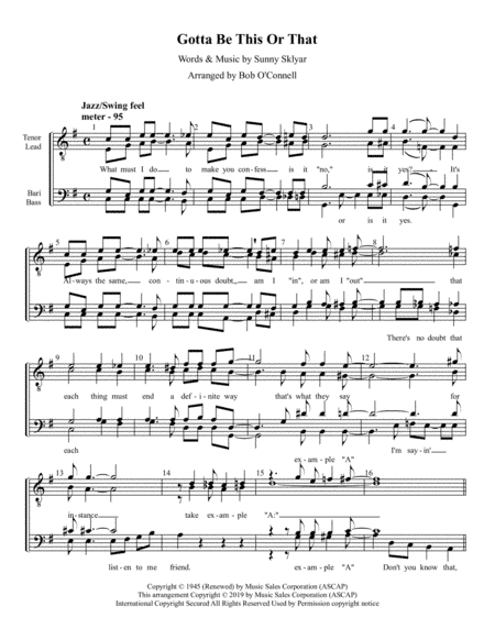 Gotta Be This Or That (arr. Bob O'Connell)