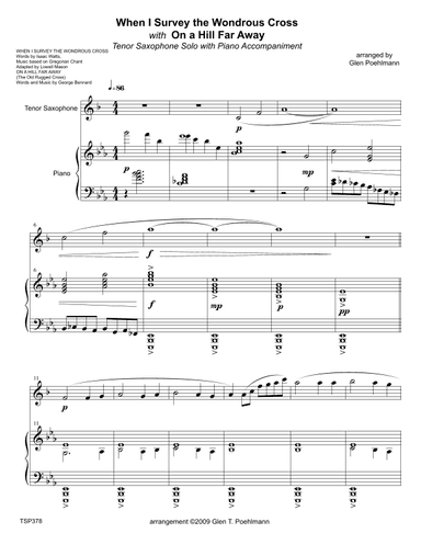WHEN I SURVEY THE WONDROUS CROSS with THE OLD RUGGED CROSS - Tenor Saxophone Solo with Piano Accomp (arr. Glen Poehlmann)