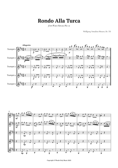 Rondo Alla Turca by Mozart for Trumpet Quintet (arr. Ander)