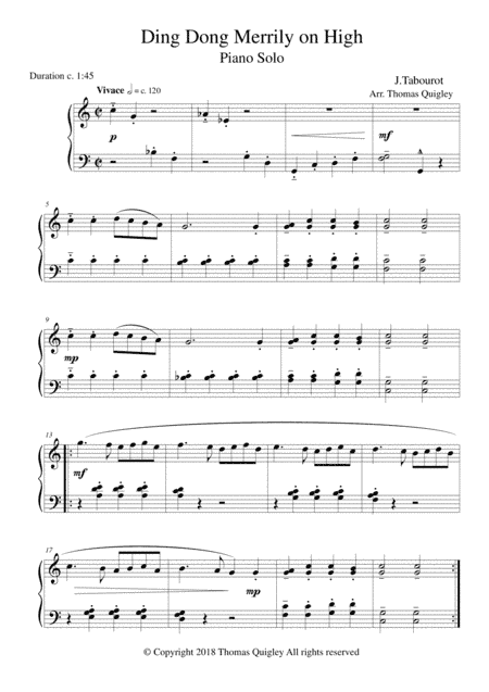 Ding Dong Merrily on High (arr. Thomas Quigley)