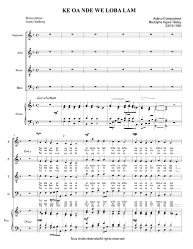Ke oa nde we Loba Lam (arr. Justin Dimbeng)