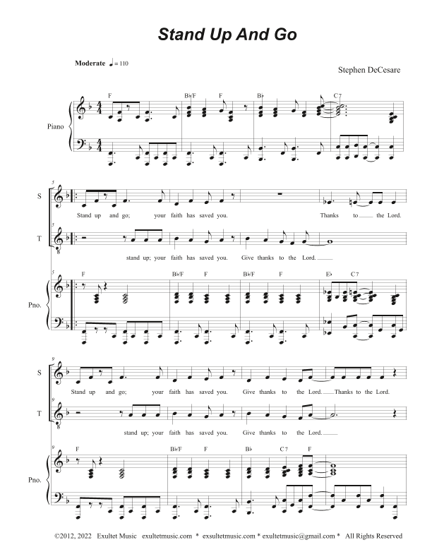 Stand Up And Go (2-part choir - (Soprano and Tenor)