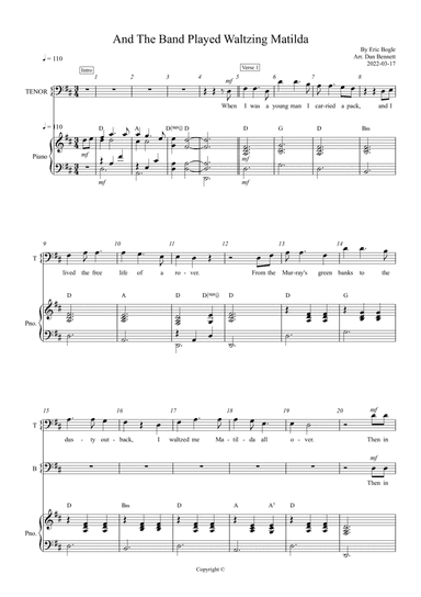 And The Band Played Waltzing Matilda (arr. Dan Bennett)