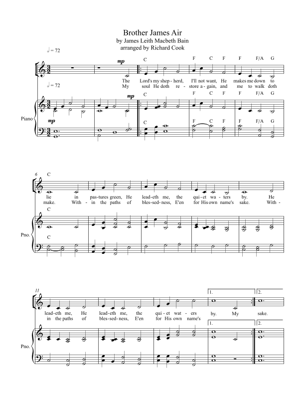 Brother James' Air (arr. Richard Cook)
