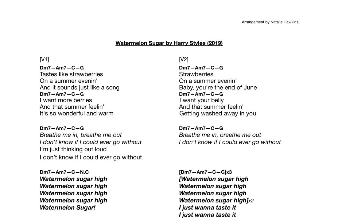 Watermelon Sugar (arr. Natalie Hawkins)