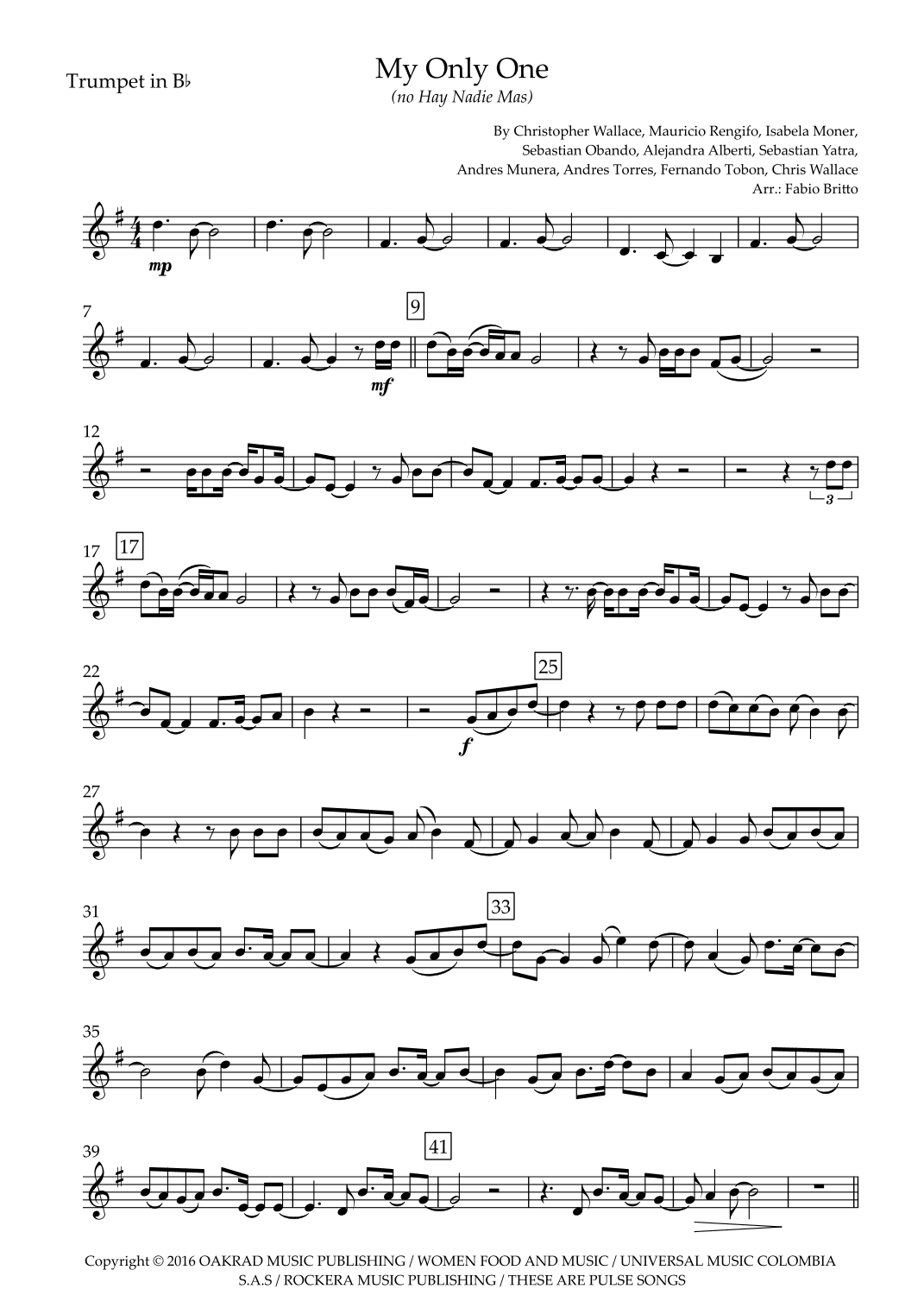 My Only One (no Hay Nadie Mas) (arr. Ottirb Sage)