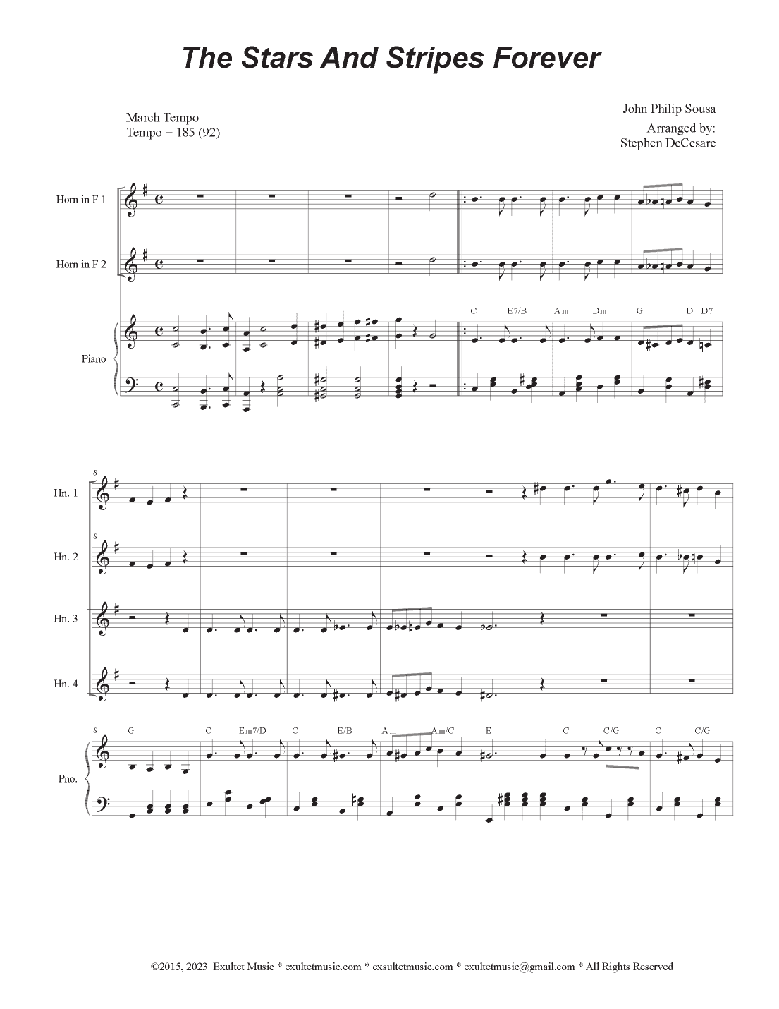 The Stars and Stripes Forever (French Horn Quartet and Piano) (arr. Stephen DeCesare)