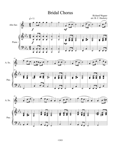 Bridal Chorus (Here Comes the Bride) for Solo Alto Sax and Piano (arr. B. C. Dockery)