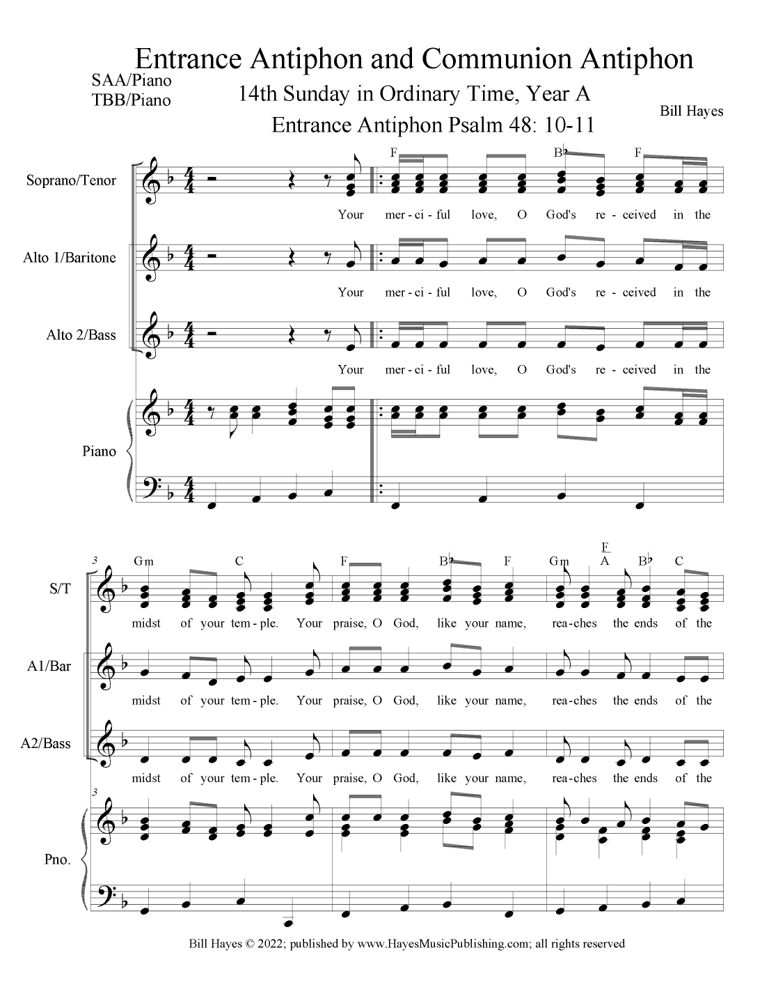 Antiphons for 14h Sunday in Ordinary Time, Year A