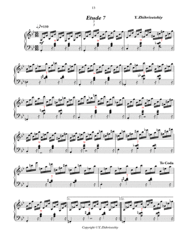 Polyrhythmic etude #7 for accordion: 3 in the left hand - 5 in the right.