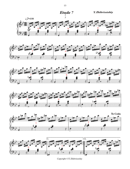 Polyrhythmic etude #7 for accordion: 3 in the left hand - 5 in the right.