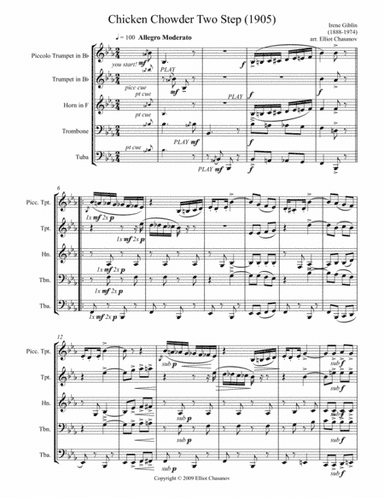 Chicken Chowder Two Step (1905) for brass quintet (arr. Elliot Chasanov)