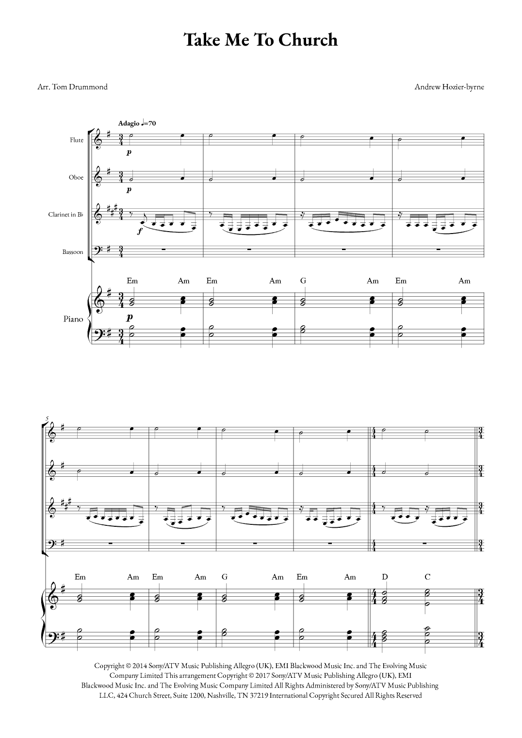 Take Me To Church (arr. Tom Drummond)