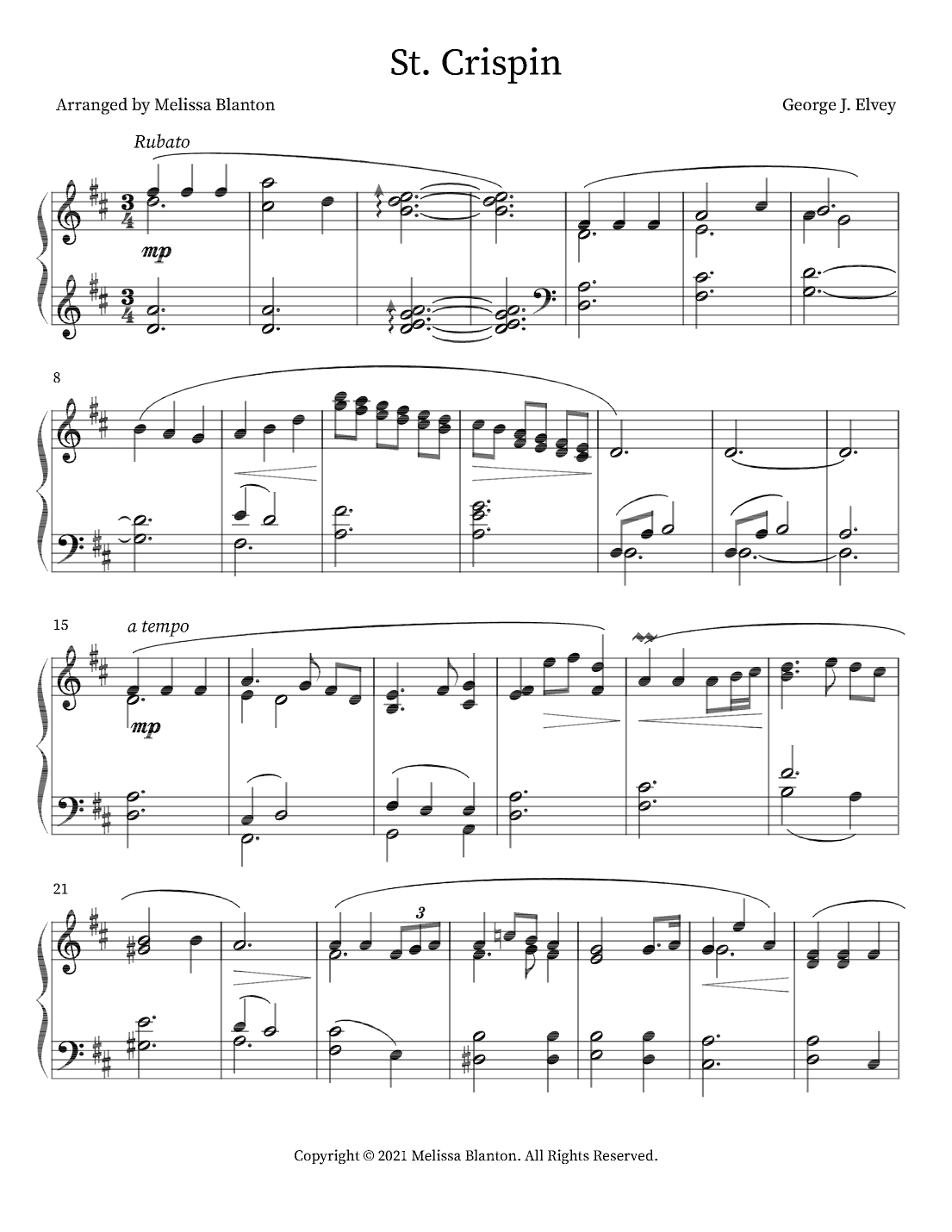 St.Crispin (God Loved the World So That He Gave) ~ Hymn Arrangement for Solo Piano (arr. Melissa Blanton)