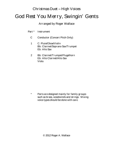 God Rest You Merry, Gentlemen (Mixed Duet) (arr. Roger Wallace)