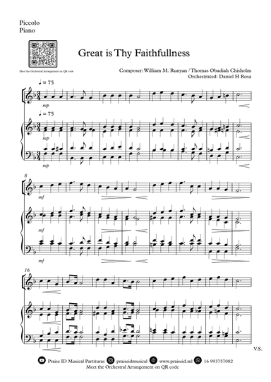 Great is Thy Faithfullness - Easy Piccolo and Piano (arr. Daniel H Rosa)