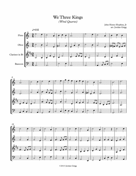 We Three Kings (Wind Quartet) (arr. Jordan Grigg)